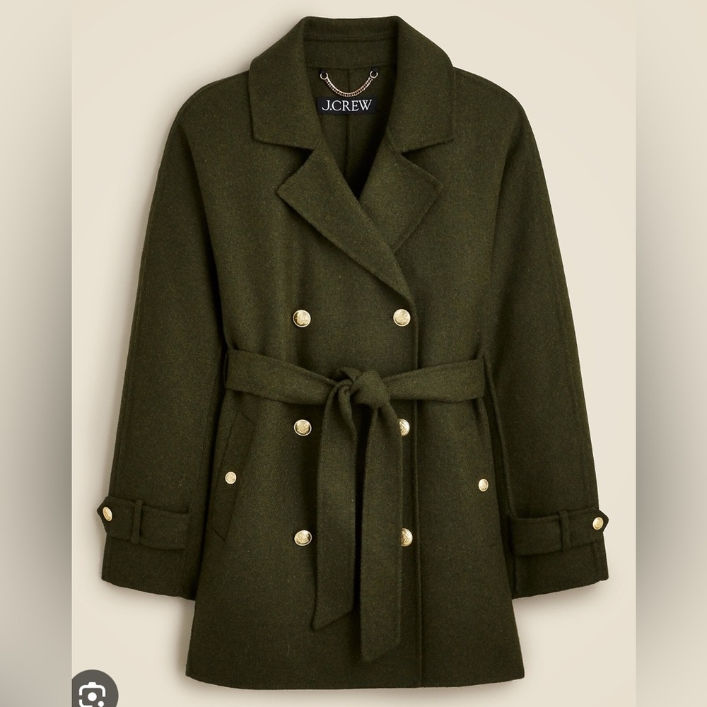 NWOT New JCREW Size XS Trench Coat in Double-Faced Wool in Black $368 CD100
